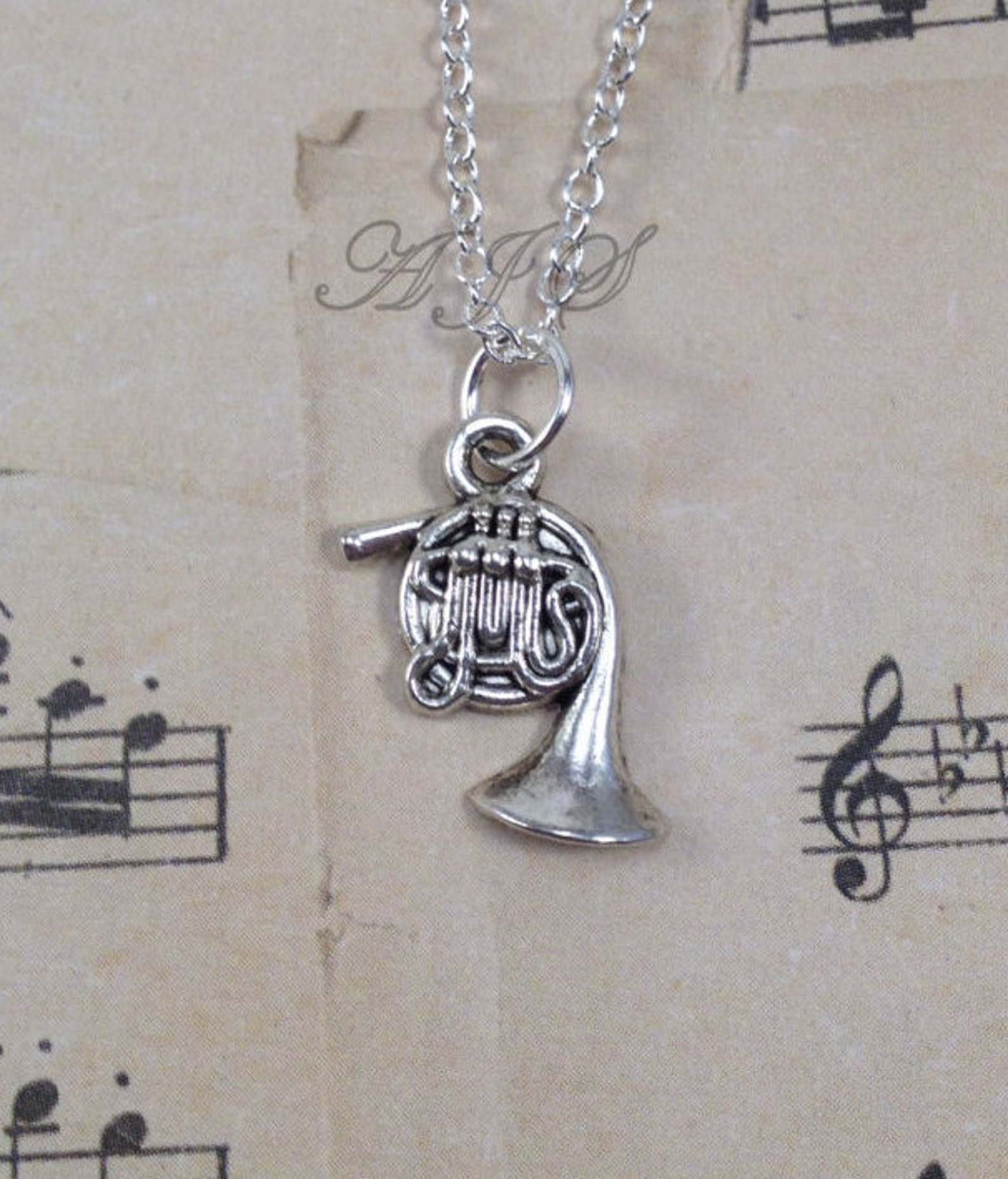 French Horn Jewelry Band Instrument Necklace Music Charm Etsy