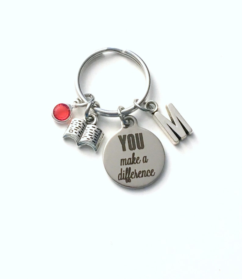 Thank you gift for volunteer reader, Librarian Assistant Keychain, You make a Difference Key Chain School Appreciation Christmas present men image 2