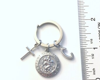 Portachiavi San Cristoforo In Acciaio Inox Blu | Protettore Dei Viaggiatori, Portafortuna Con Medaglia - 2