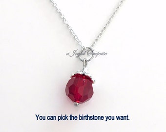 January Necklace Garnet Birthstone Birthday Present Dark Red Stone Gem Birthday Gift Jewelry Crystal Christmas Bridesmaid Bridal party