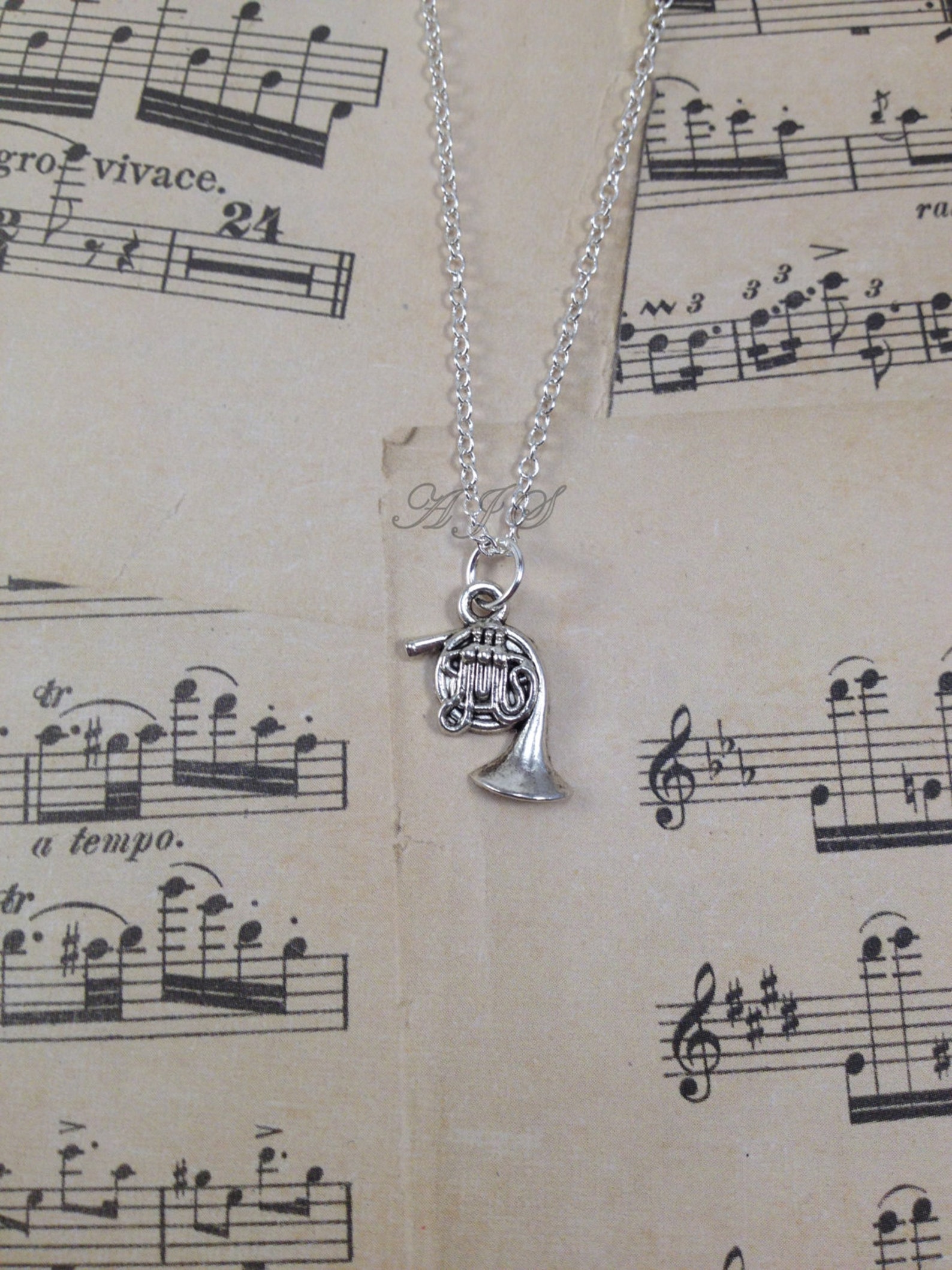 French Horn Jewelry Band Instrument Necklace Music Charm Etsy