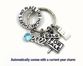 Housewarming Gift for For First Time Home Buyer Key Chain, 2024 Realtor Keychain, Wedding Present, Real Estate Theres no place like home 1st