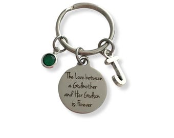 Godmother Gift, The Love between a Godmother and a Godson is Forever Keychain, Godmom Key Chain from Nephew,  Godmother Proposal Present