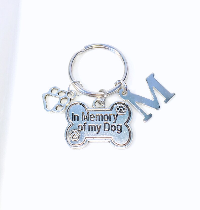 Memorial Pet Jewelry Death of Animal Key chain Paw charm Loss of Dog Keychain Gift In memory of my dog letter Sympathy Present Keyring