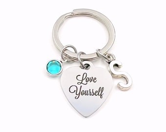 Gift for Daughter from Parents Keychain, Love Yourself Key Chain, Encouragement Present from Dad or Mom, Teenage Niece, Granddaughter, Son