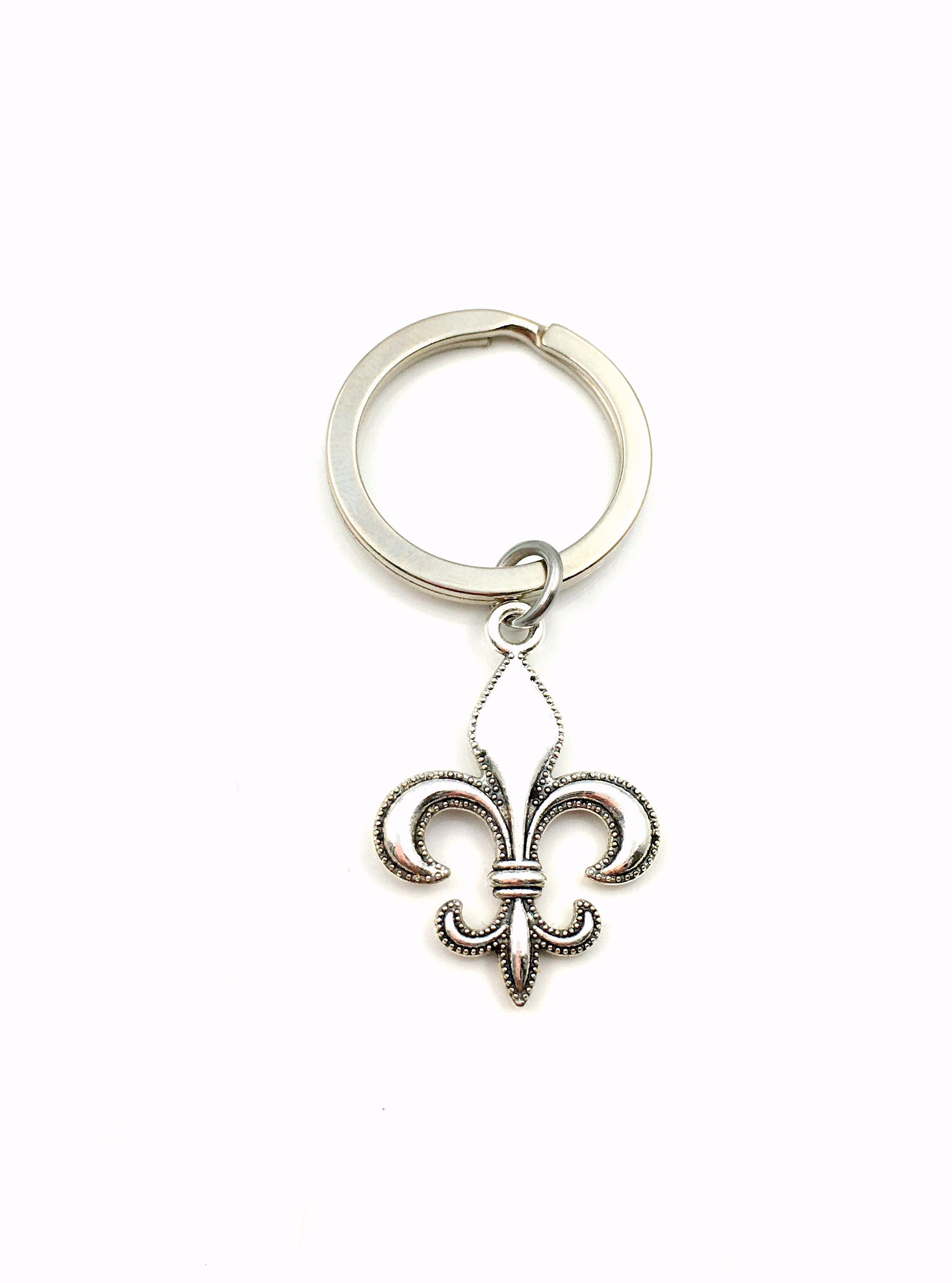  5 Items Keychain Keyring Key Tags Chains Rings Jewelry Bag  Charms R3BU5 Fleur De Lis Iris Lily : Office Products