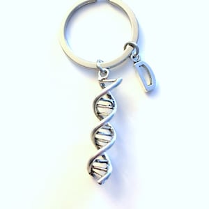 DNA Keychain, Gift for Science Geek Key Chain, Helix Molecule Key Ring, Birthday Present for Boyfriend, Son, Daughter, Scientist Keyring