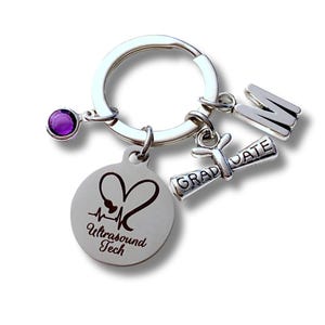 Ultrasound Tech Keychain, Graduation Gift for Ultra Sound Technician Key Chain, Keyring Jewelry Radiology X-Ray Student Grad, Graduate Charm