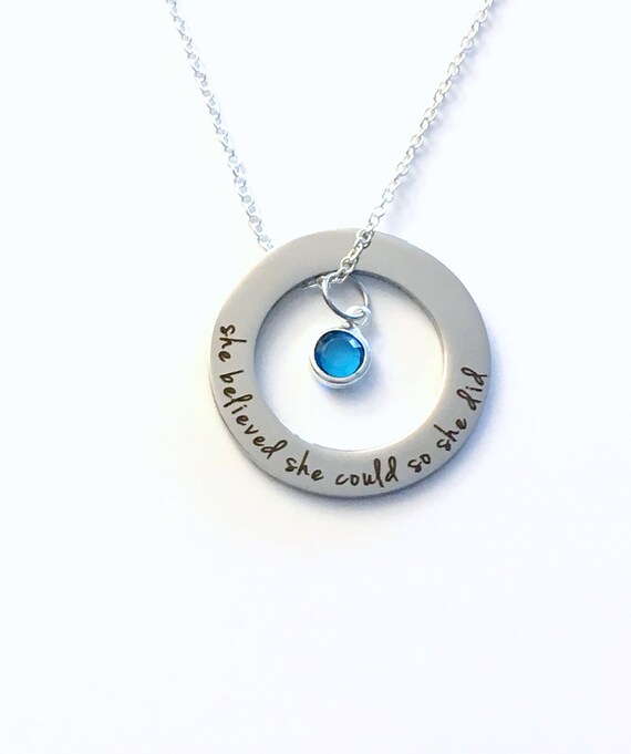 Gradation Gift for her, Teenage Girl Grad Present, Graduate Jewelry, She believed she could so she did Jewelry, Affirmation Circle, her teen