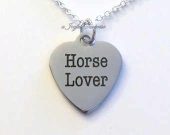 Horse Lover Necklace, Horse Jewelry Boy Son Man Teenage Daughter Niece Nephew Grandson Running Equestrian rider charm present stainless Gift