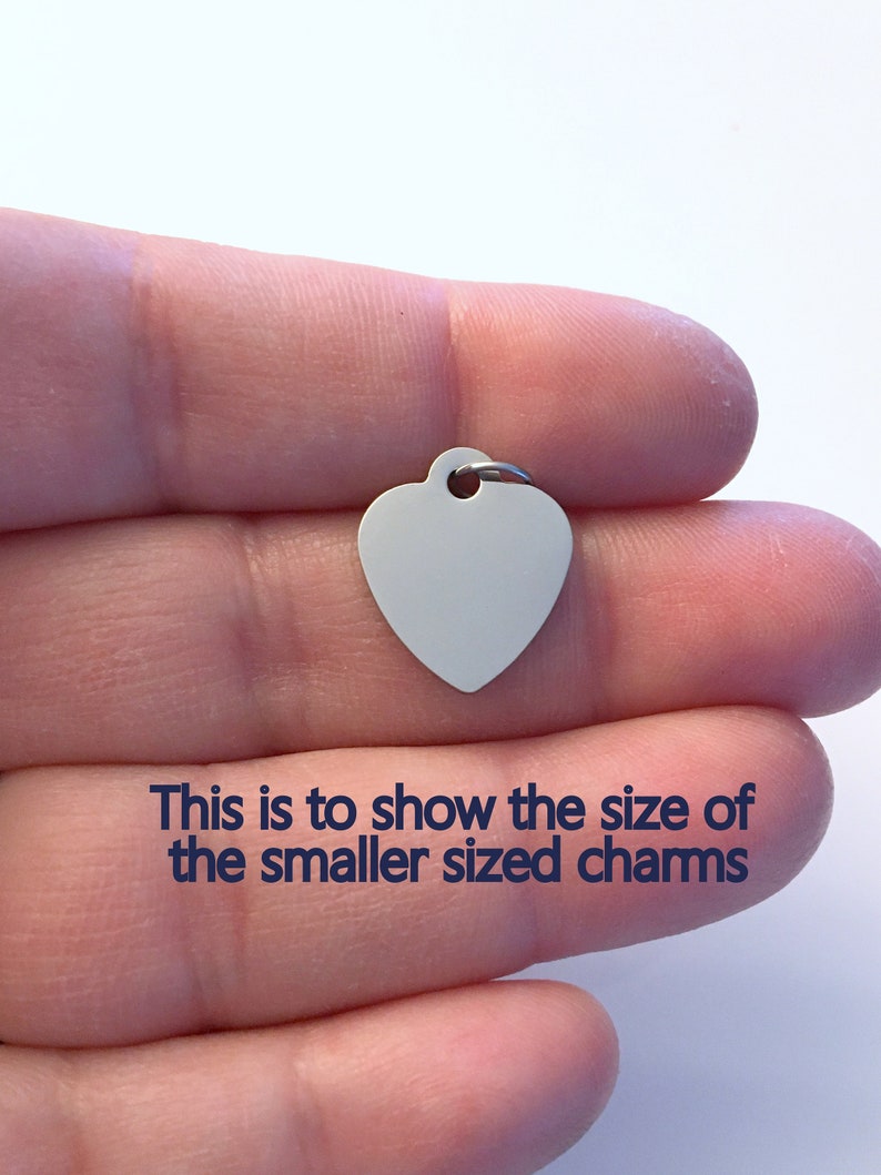 Custom engraving on stainless steel / or Engrave the back of your charm / laser engraved round, square, heart rectangle bar pendant Add on image 7