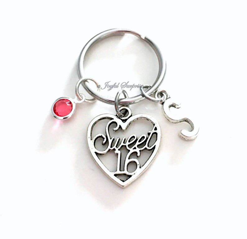 Sweet 16 KeyChain Sixteen Keyring Heart Key chain Birthday Etsy