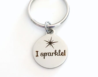I sparkle KeyChain Goddaughter Gift Key chain for Daughter, Niece Keyring Jewelry charm Silver Granddaughter Birthday Present Christmas Girl