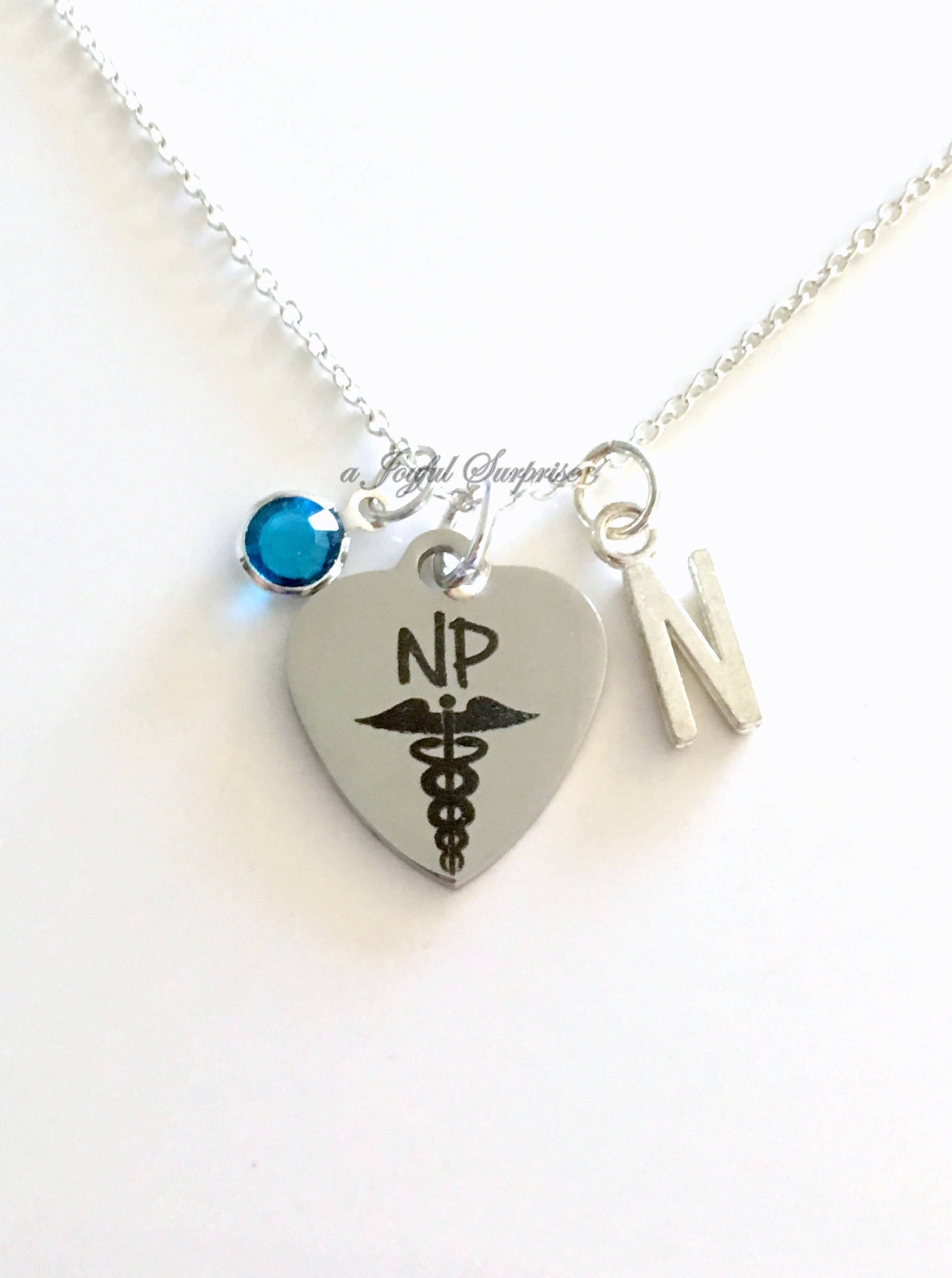 NP Necklace, Gift for Nurse Practitioner Jewelry Charm Graduation Personalized Initial