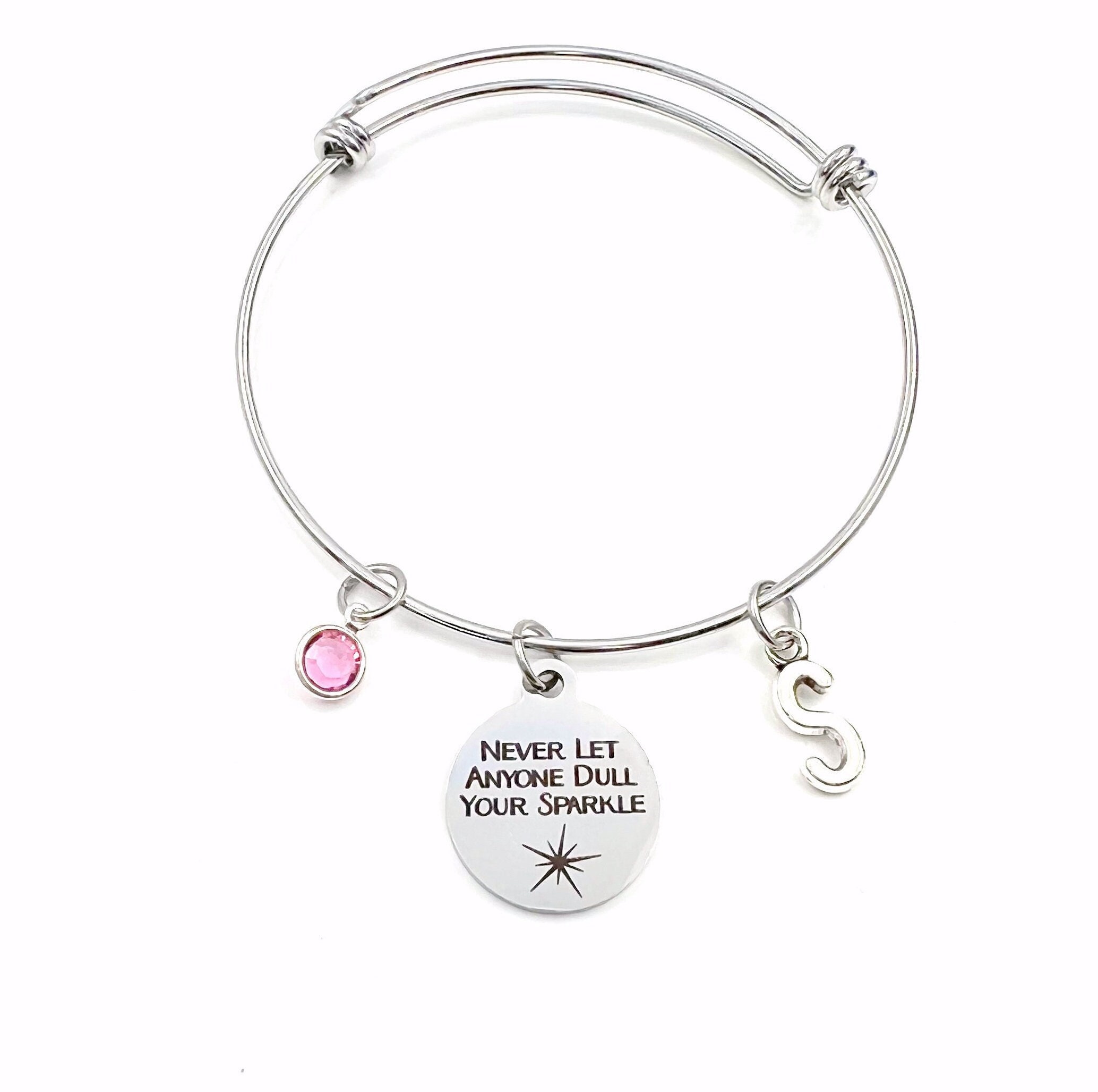 Teenage Girl Gifts, Tween Present, Never Let anyone dull your sparkle Jewelry, Charm Bracelet Gift for teenage girls, 60mm stainless steel