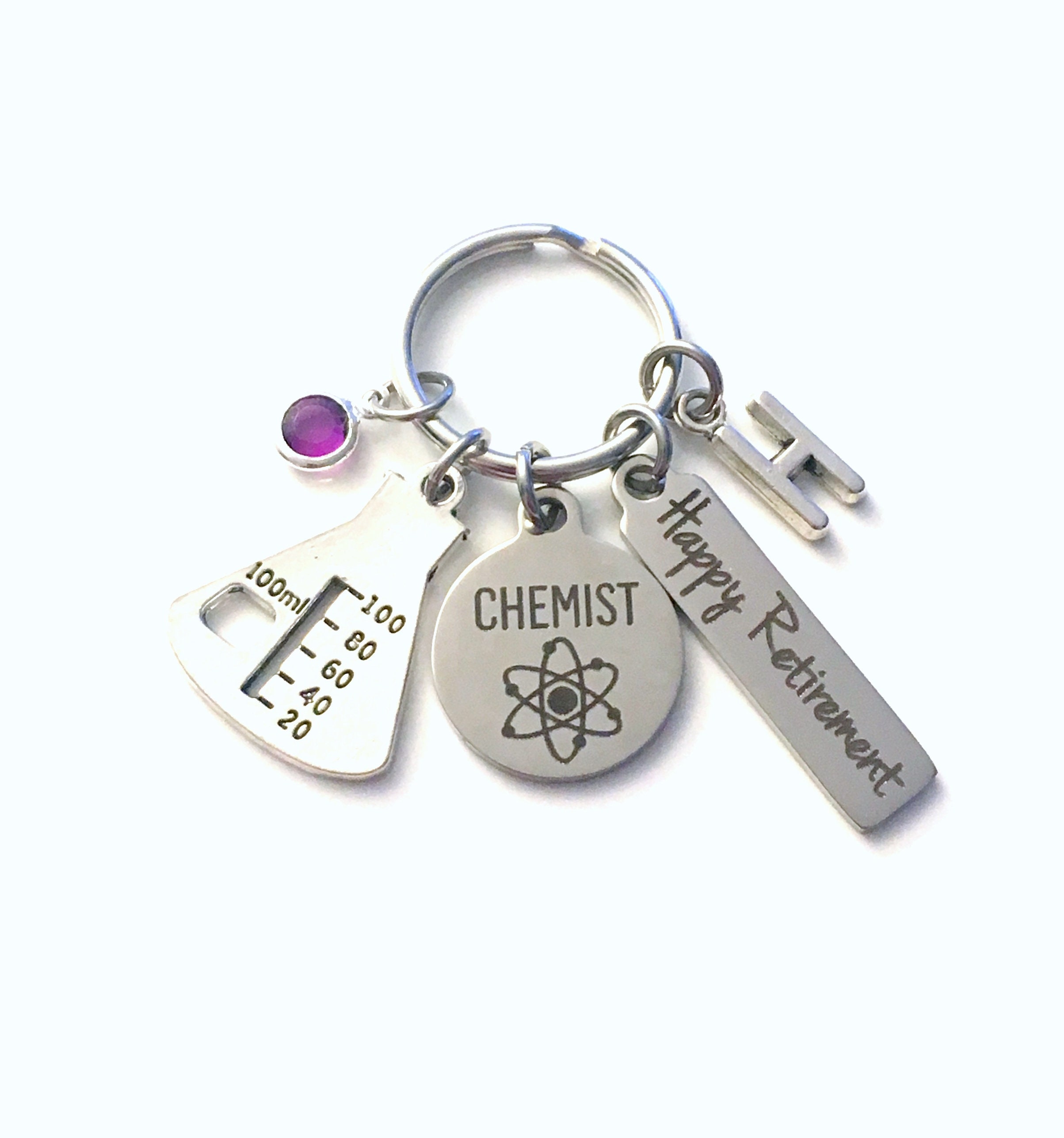 Retirement Gift for Chemist Keychain, Medical Science Keyring