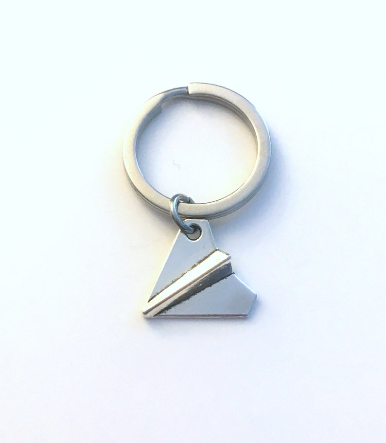 Paper Airplane Keychain, Plane Key Chain, Origami Keyring, Gift for Boyfriend Boy BFF, Purse charm, Luggage tag Long Distance Men Girl Teen image 1