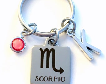 Scorpio Birthday Gift KeyChain, Zodiac Sign Key Chain, October November Birthday Present