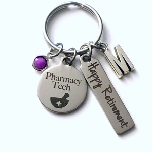 Pharmacy Tech Retirement Present, Rx Pharmacist Keychain, Gift for Women Men, Retired Key Chain, Drug Store Keyring him her Personalized image 10