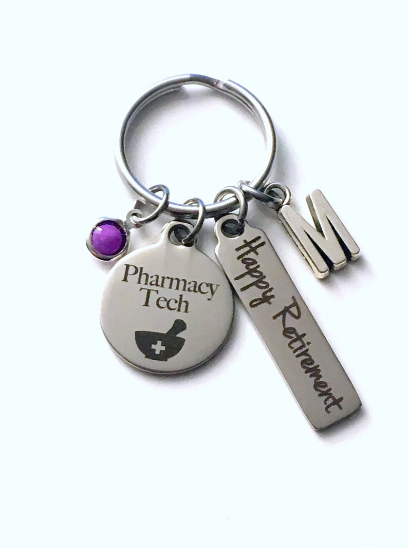 Pharmacy Tech Retirement Present, Rx Pharmacist Keychain, Gift for Women Men, Retired Key Chain, Drug Store Keyring him her Personalized image 10