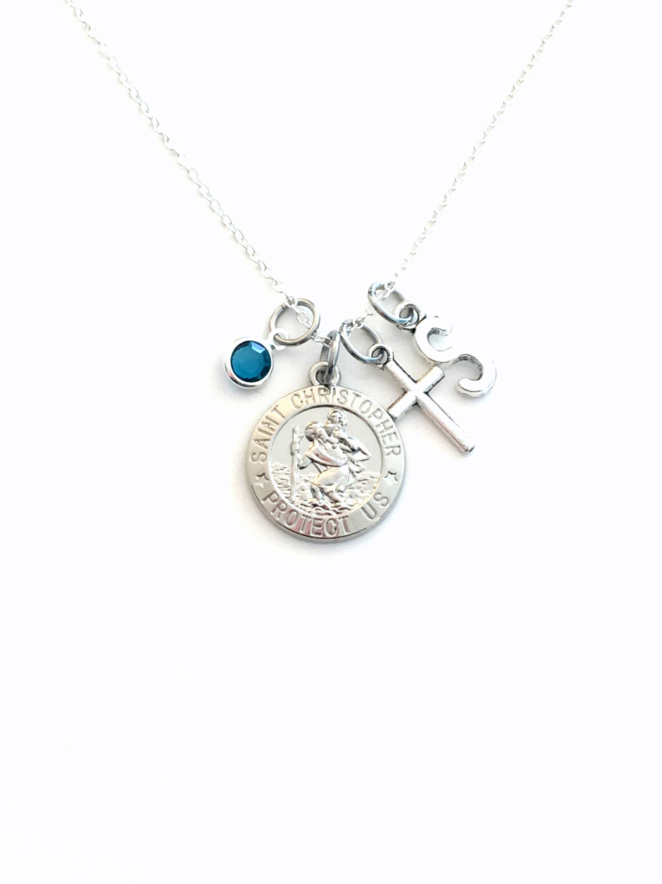 St. Christopher Necklace, Gift for New Driver Jewelry, Safety Safe