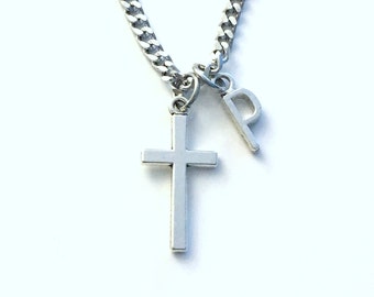 Cross Necklace for Men / Religious Gift for Man or Boy Jewelry / Teen Son, Teenage, Boyfriend, Husband, Him / Crucifix Jewelry Present /
