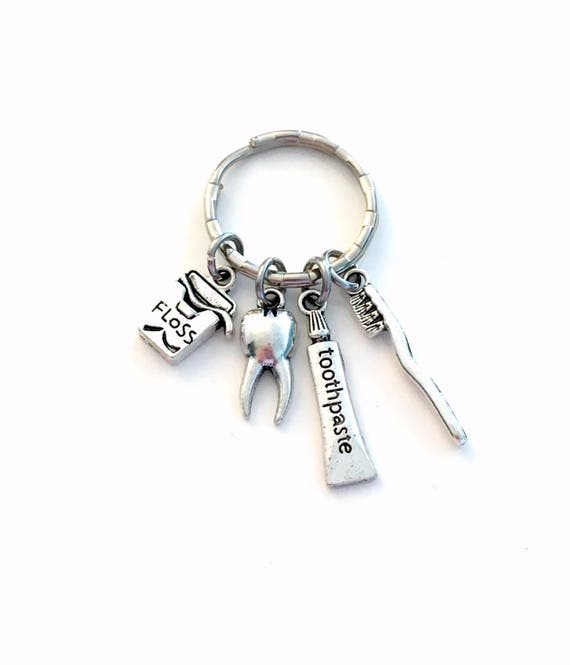 Dentist Keychain Personalized Dentist Keyring Silver Dental Etsy