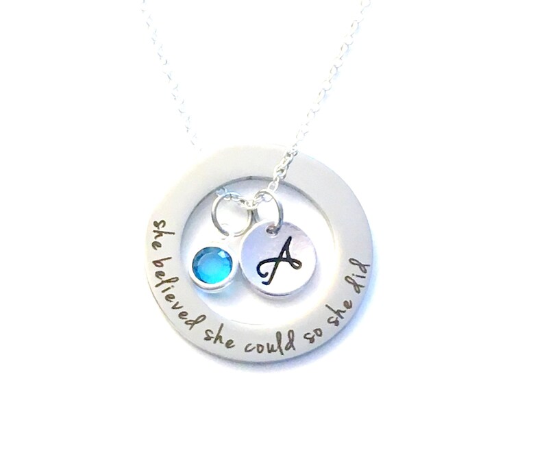 Gradation Gift for her, Teenage Girl Grad Present, Graduate Jewelry, She believed she could so she did Jewelry, Affirmation Circle, her teen image 9