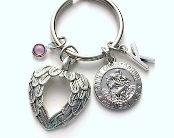 St Christopher Keychain, Saint of Protection Gift, Safe Travel Keyring Present, New Driver Key chain, Patron License religious medallion her