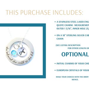 Gradation Gift for her, Teenage Girl Grad Present, Graduate Jewelry, She believed she could so she did Jewelry, Affirmation Circle, her teen image 2