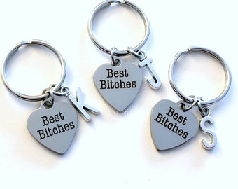 Best Bitches Key Chain / Set of 2 3 4 5 6 7 or 8 / Gift for Best Friend Present / BFF Keyring / BFF KeyChain / Personalized women her