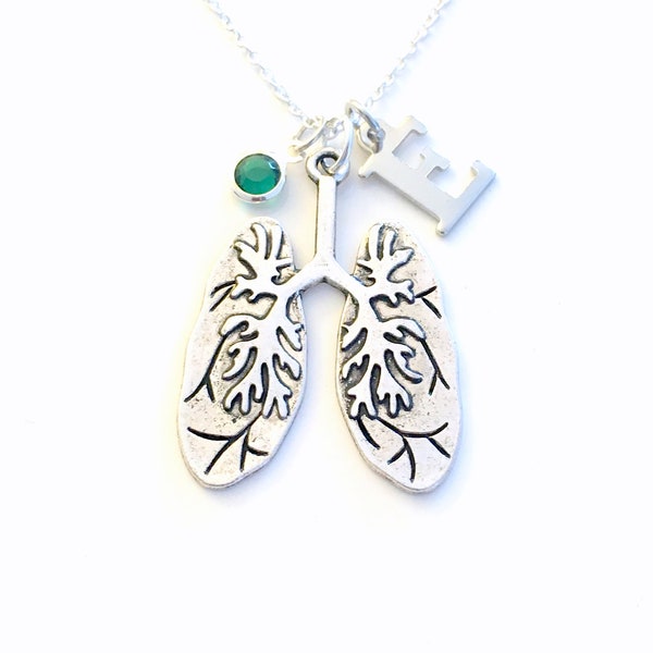 Lung Necklace, Gift for Respiratory Specialist, Pulmonary Care Practitioner, Pulmonologist Jewelry, Silver charm, RT Graduation present