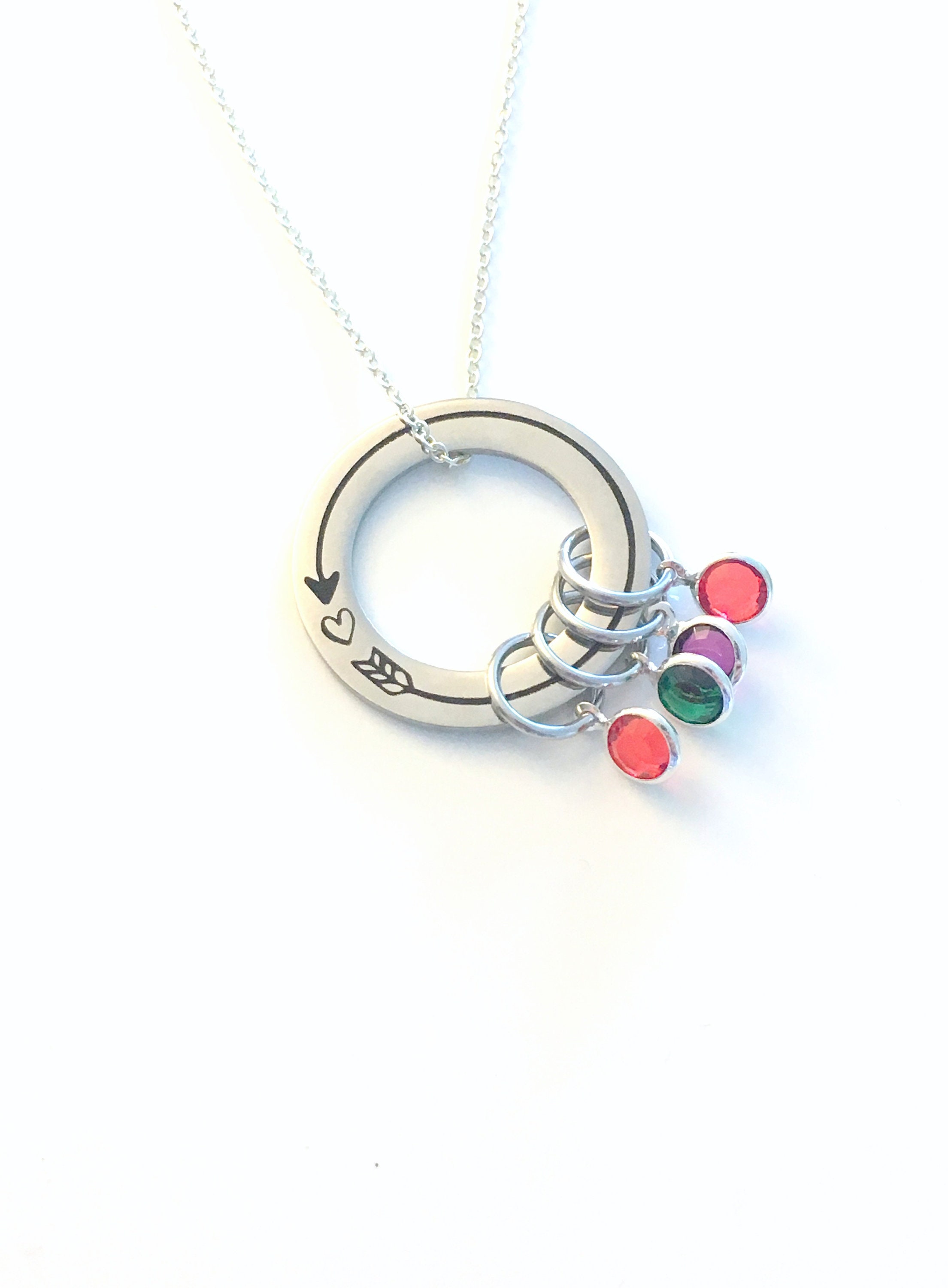 Mom Necklace With Multiple Birthstones 