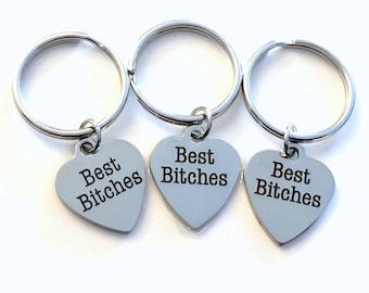 Best Bitches Keyring Set of 2 3 4 5 6 Gift for Friend Keychain BFF Key Chain Bitchs Silver Jewelry Purse Charm Planner girlfriend present