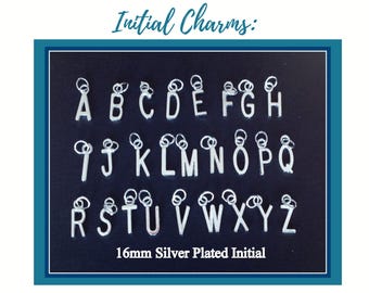 Ein Buchstabe / Initial Charm / 16 mm x 7 mm Buchstabe Charm / Antikes Silber überzogen / Großbuchstabe / Großbuchstabe