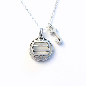 Collar de voleibol, joyería de voleibol, regalo para adolescente, regalo para deportista adolescente, colgante de plata con dije de equipo con piedra de nacimiento para niño