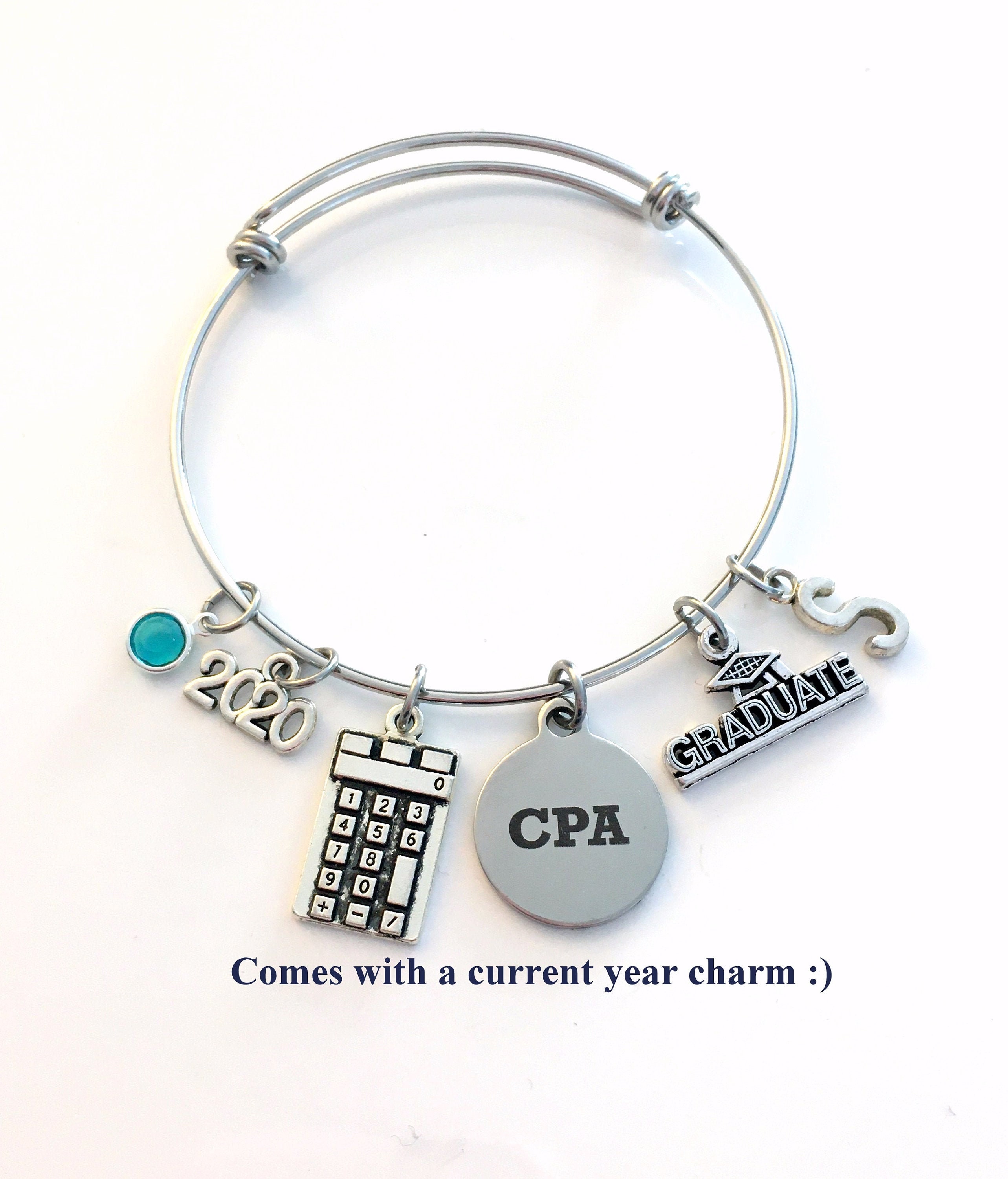 CPA Graduation Gift, 2022 Grad Charm Bracelet Chartered Accountant Grad