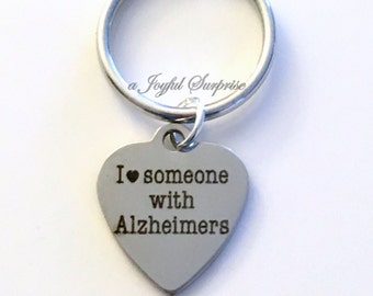 I love someone with Alzheimer's KeyChain Alzheimer Awareness Key chain Keyring birthday present Christmas Gift planner charm purse charm