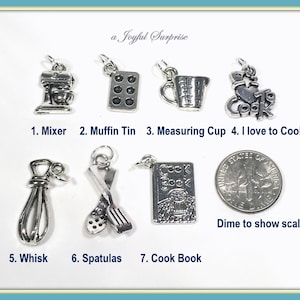 Backen Charme, Kochen Charms, Ihrer Wahl Mixer, Muffinform, Messbecher, ich liebe zu kochen, Schneebesen, Pfannenwender, Kochbuch Charms -1 Silber Charm
