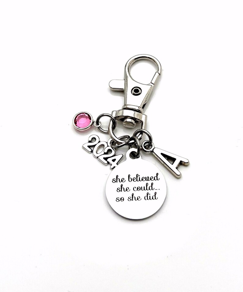 2024 Planner Charm Accessory, Journal Organizer Clip On, She believed she could so she did Lobster Clasp Key ring, Canadian Seller Shop image 1