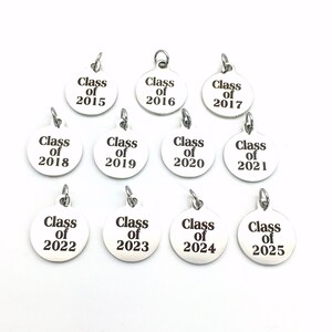 Add a Year charm, 2024 etc Date pendant antique Silver for Keychain Necklace graduation customized class of add on a 2023 2025 2026 2021 image 3