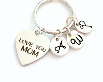 Love You Mom Gift, Multiple Letters, Mother's KeyChain from Children Kids Keyring Key chain letter Initial Personalized Custom 2 3 4 5 6 7