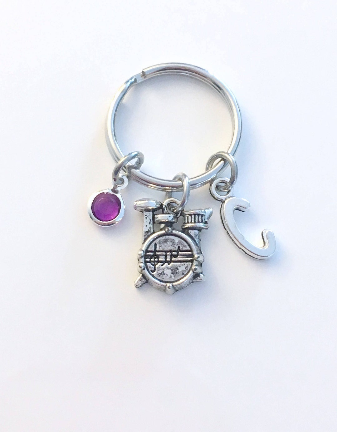 Drum Keychain, Drummer's Key Chain Gift for Percussionist Keyring Music