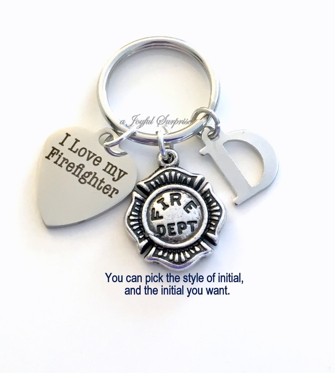 I Love My Firefighter Key Chain Fireman Keyring Emblem Key Etsy