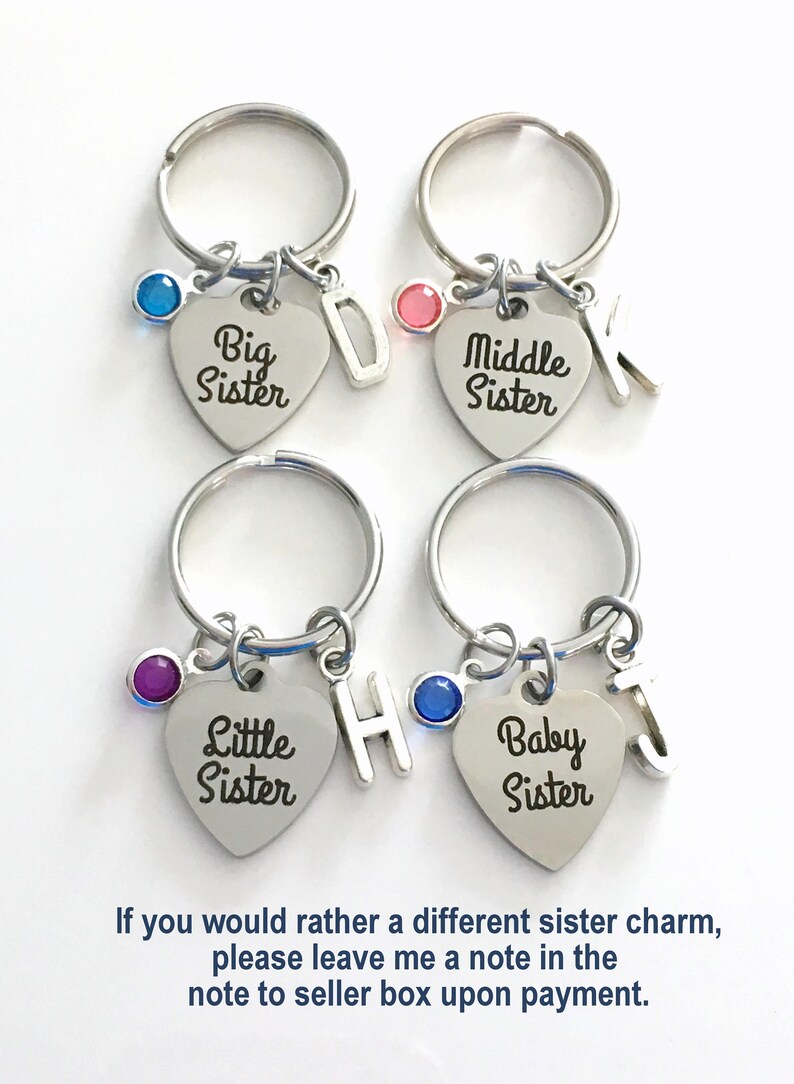 Gift for Big Sister Keychain, Sibling Key Chain, Sister Keyring, Brother available too, middle little baby Sis, Matching Present, Wedding image 5