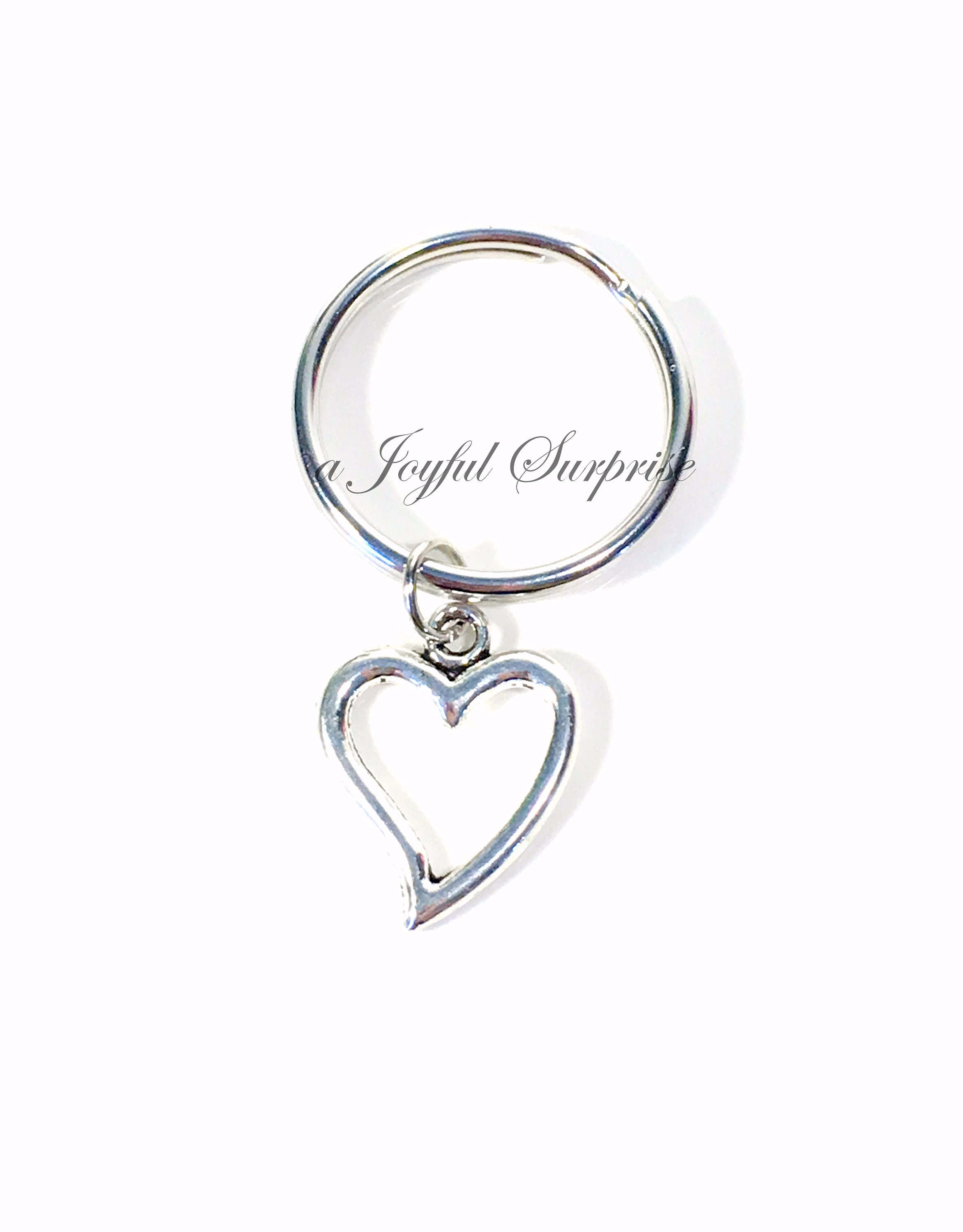 Heart Keychain, Silver Open Heart Key 