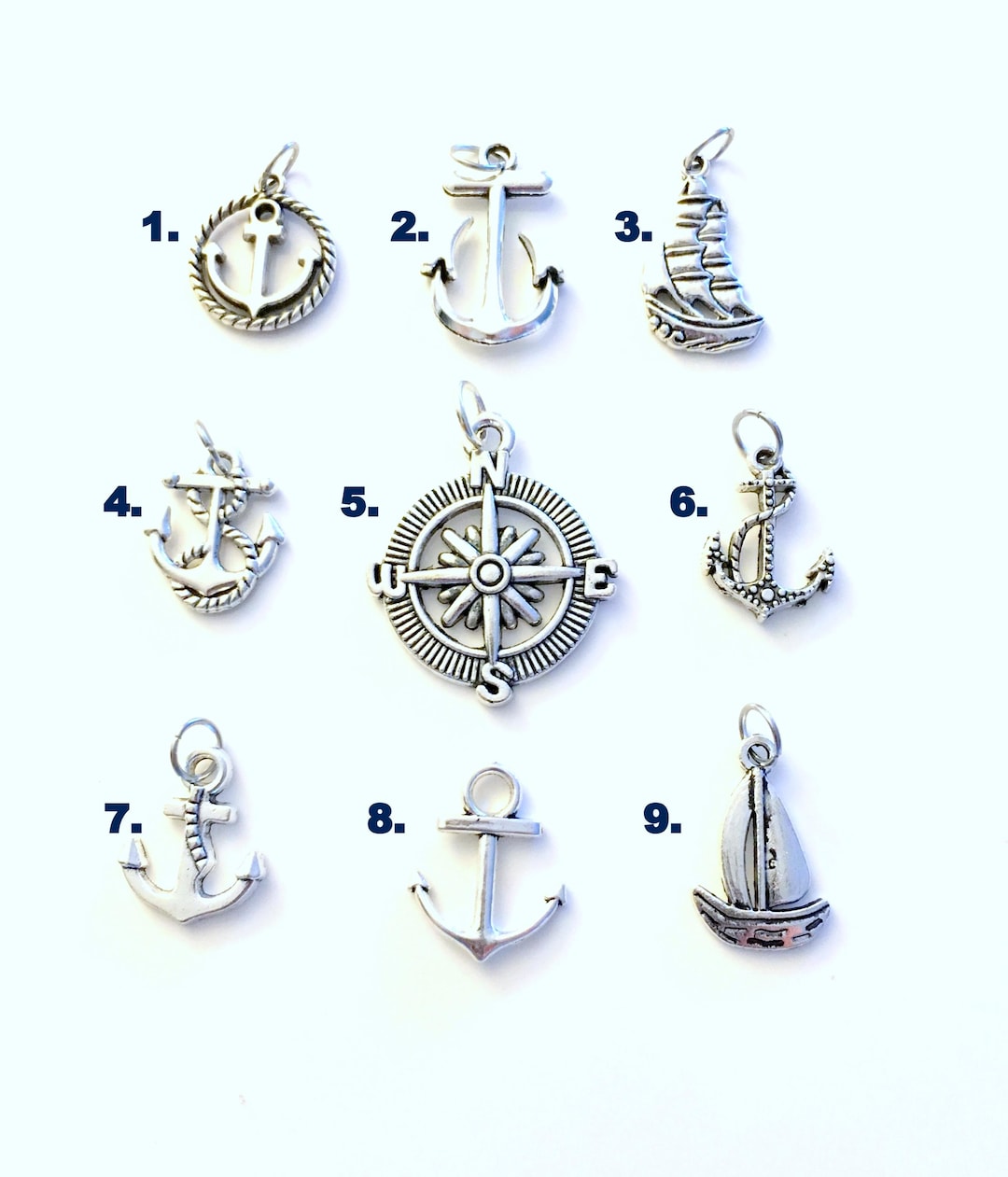 Nautical Rutter Marine Anchor Charm, Add on to Any Listings, 1 Single Pendant, Silver ...