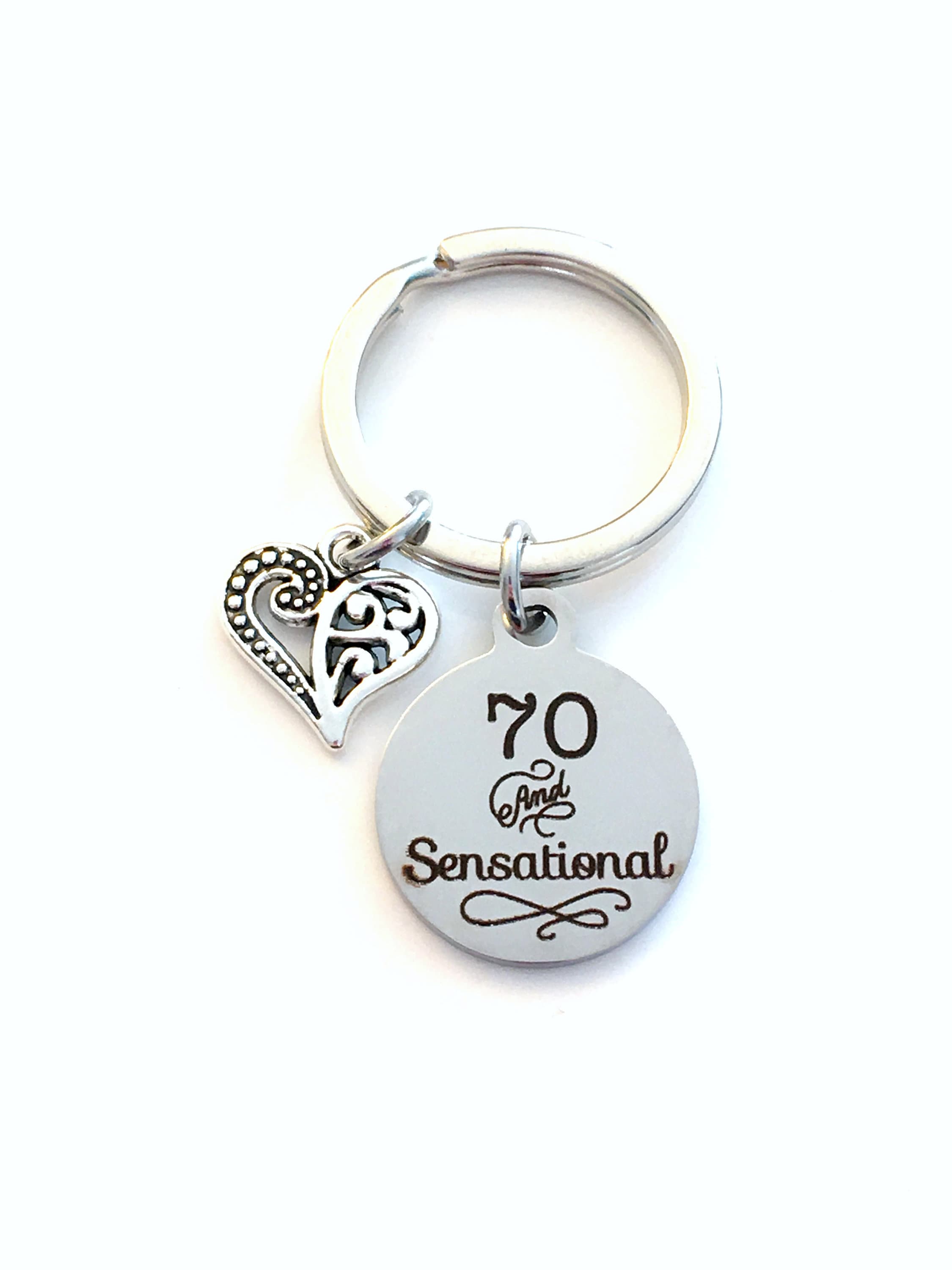 Wife 70 and Sensational Key Chain Sister Best Friend Present 70th Birthday Gift for Women Keychain