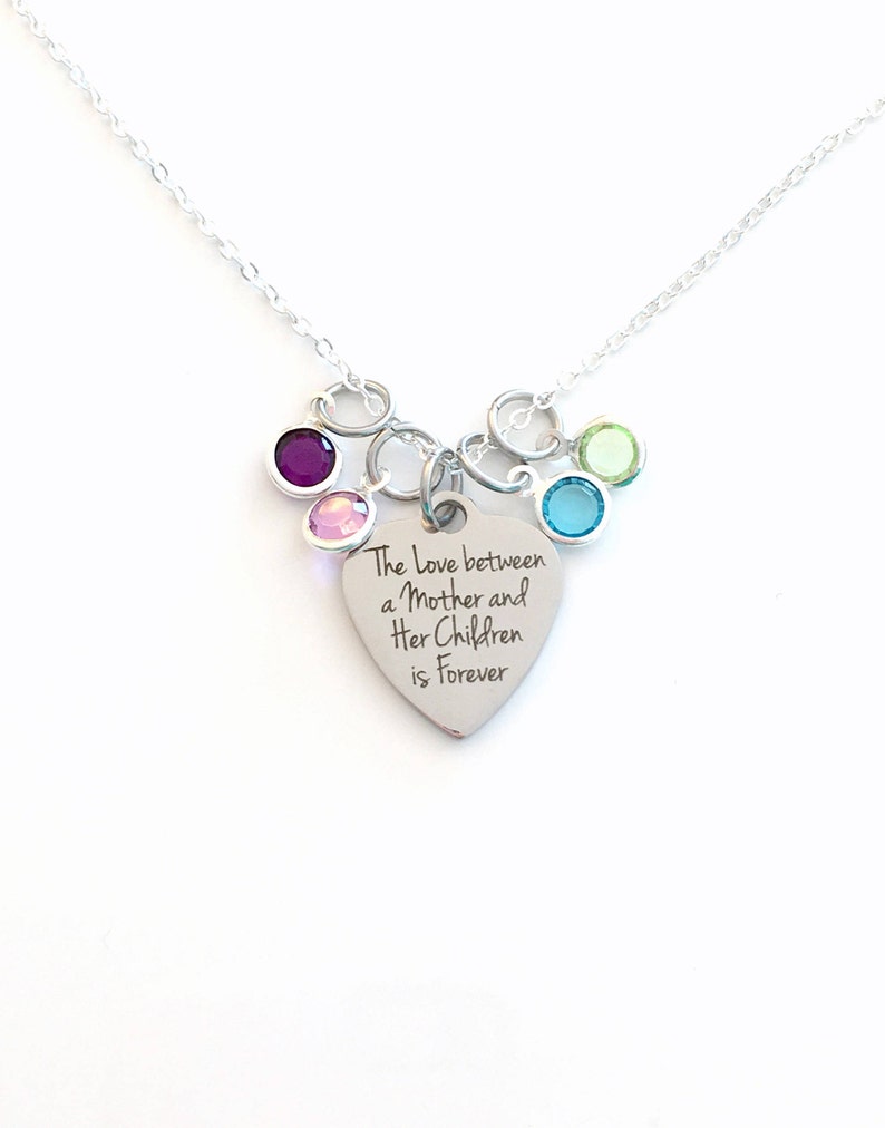 Mother's Day Gift, Mom Jewelry, Necklace for mom from Kids, with multiple birthstone, The love between a Mother and Her Children is Forever image 3