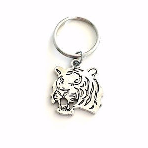 Tiger KeyChain / Silver Cat Keyring / Animal Key chain / Tiger King of the Jungle Jewelry / Silver charm / Gift for Son Daughter / Lion Head image 9